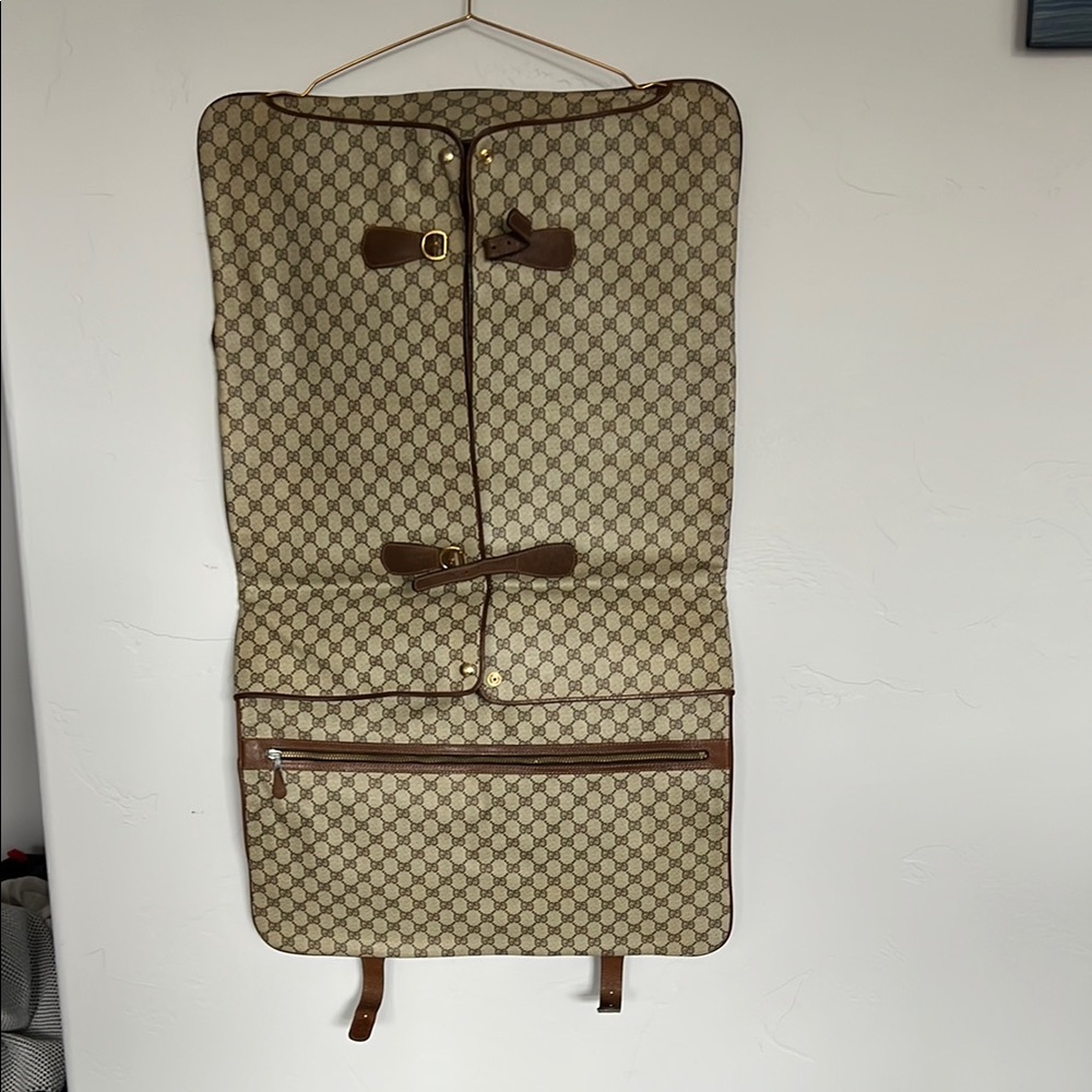 Vintage Authentic Gucci GG Coated Canvas Garment Bag